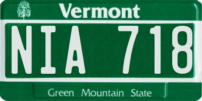 VT license plate NIA718