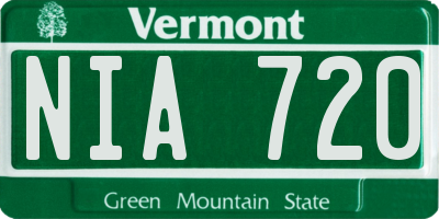 VT license plate NIA720