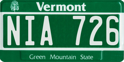 VT license plate NIA726