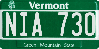 VT license plate NIA730