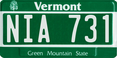 VT license plate NIA731