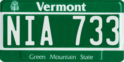 VT license plate NIA733