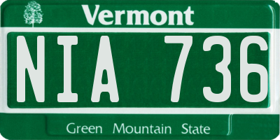 VT license plate NIA736