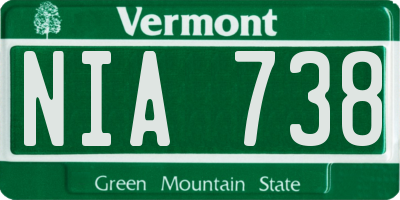 VT license plate NIA738