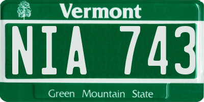 VT license plate NIA743