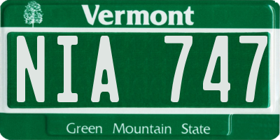 VT license plate NIA747