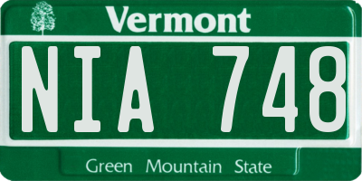 VT license plate NIA748