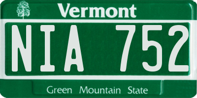 VT license plate NIA752