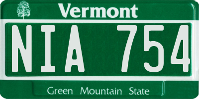 VT license plate NIA754