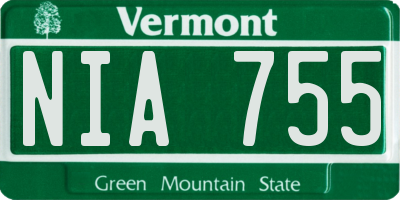 VT license plate NIA755