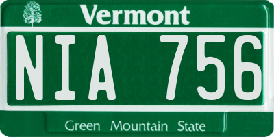 VT license plate NIA756