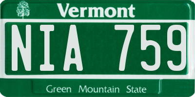 VT license plate NIA759