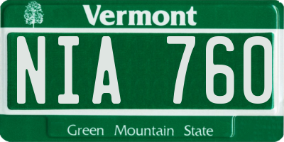 VT license plate NIA760