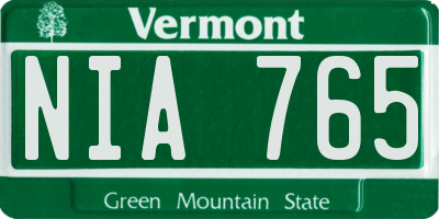 VT license plate NIA765