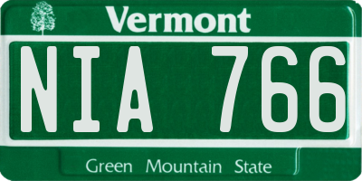 VT license plate NIA766