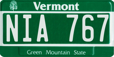 VT license plate NIA767