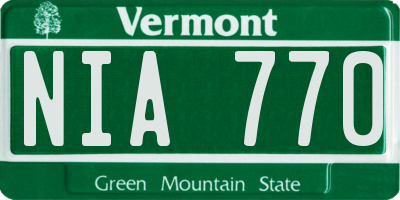 VT license plate NIA770