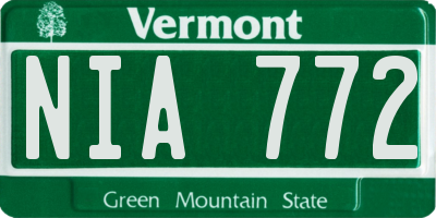VT license plate NIA772