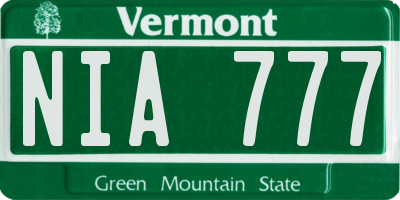 VT license plate NIA777