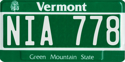 VT license plate NIA778
