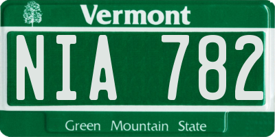 VT license plate NIA782