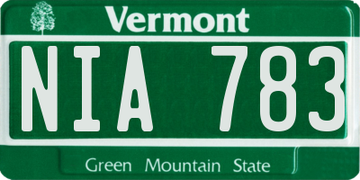 VT license plate NIA783