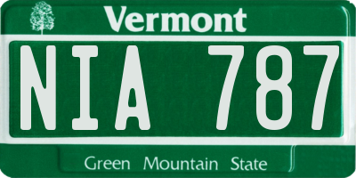 VT license plate NIA787