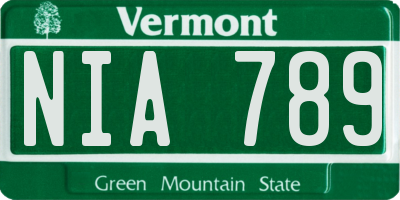VT license plate NIA789