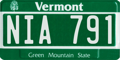 VT license plate NIA791
