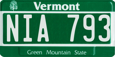 VT license plate NIA793