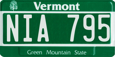 VT license plate NIA795