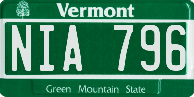 VT license plate NIA796