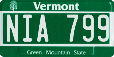 VT license plate NIA799
