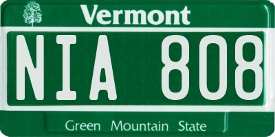 VT license plate NIA808