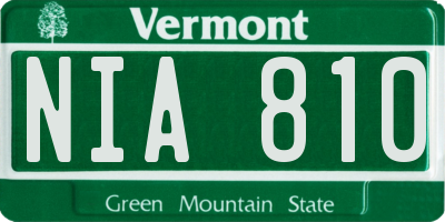 VT license plate NIA810
