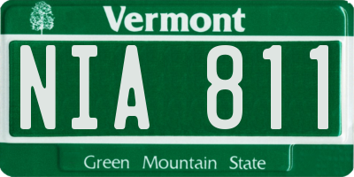 VT license plate NIA811