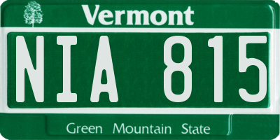 VT license plate NIA815