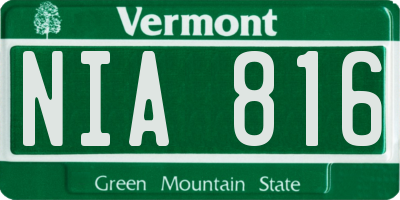 VT license plate NIA816