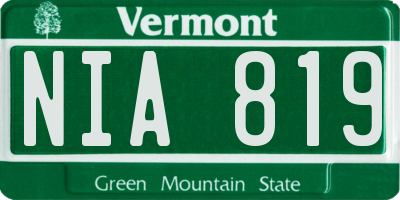 VT license plate NIA819