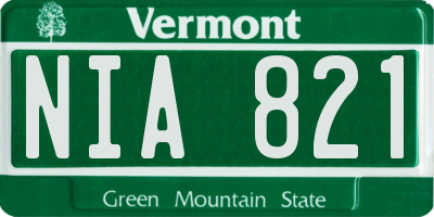 VT license plate NIA821