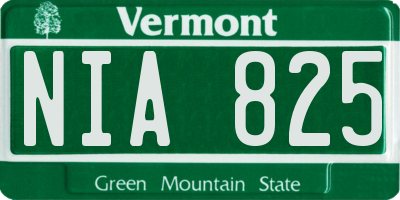 VT license plate NIA825