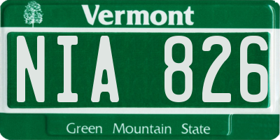 VT license plate NIA826