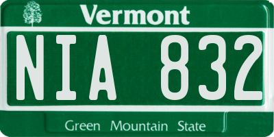 VT license plate NIA832