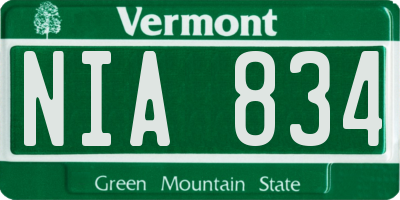 VT license plate NIA834