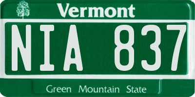 VT license plate NIA837
