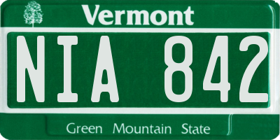 VT license plate NIA842