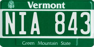 VT license plate NIA843