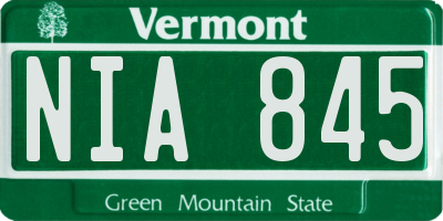 VT license plate NIA845