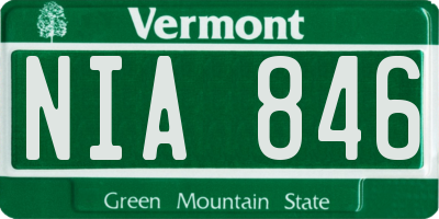 VT license plate NIA846
