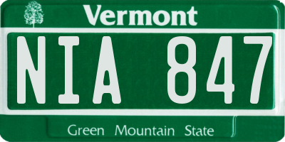 VT license plate NIA847